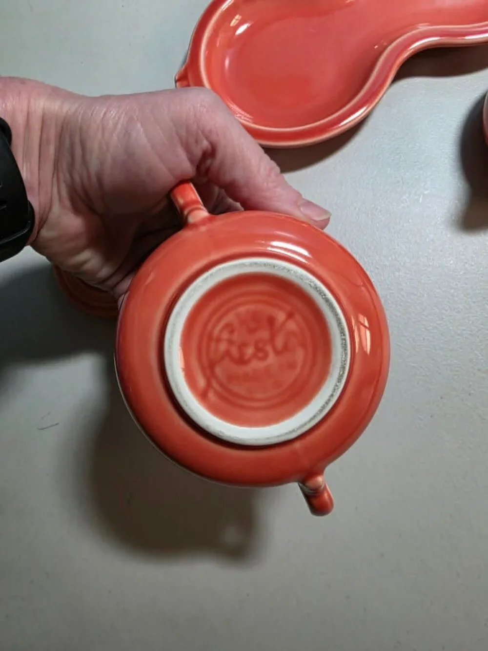 ☕ Fiesta Ceramic Sugar Bowl and Creamer Set with Figure 8 Tray (Persimmon)